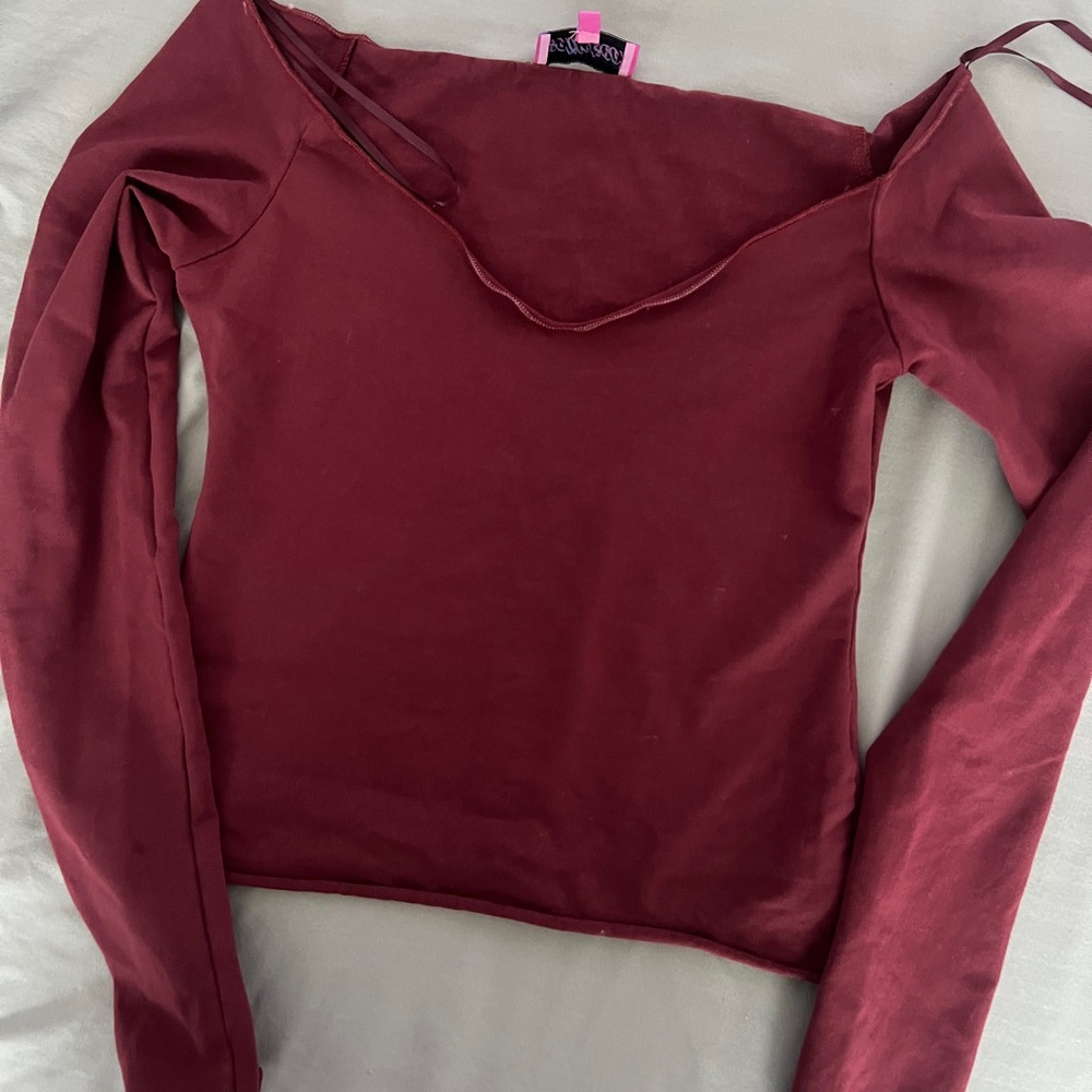 Edikted Maroon Long Sleeve Blouse